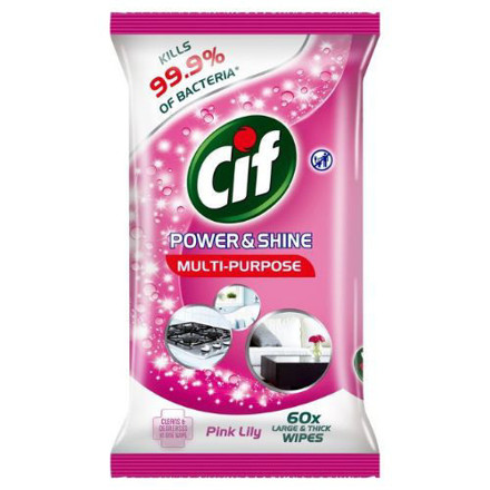 Picture of CIF Power & Shine Multi-Purpose Wipes Pink Lily 60'S