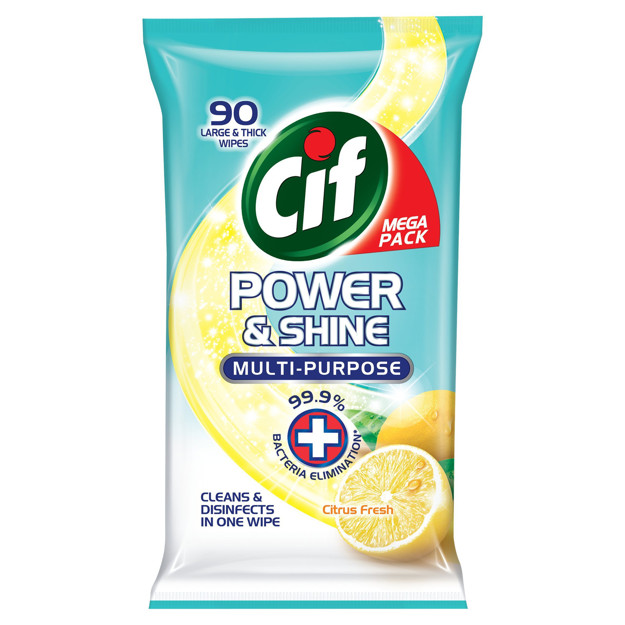 Picture of CIF Power & Shine Multi-Purpose Wipes Citrus Fresh 90's