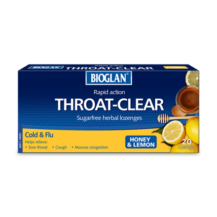 Picture of Bioglan Throat Clear Cold & Flu Honey & Lemon Lozenge 20s
