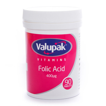 Picture of Valupak Folic Acid 400mcg tablet 90'S