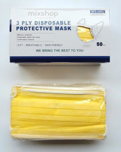 Picture of Mixshop Disposable Face Mask 3-ply Adult Yellow 50's