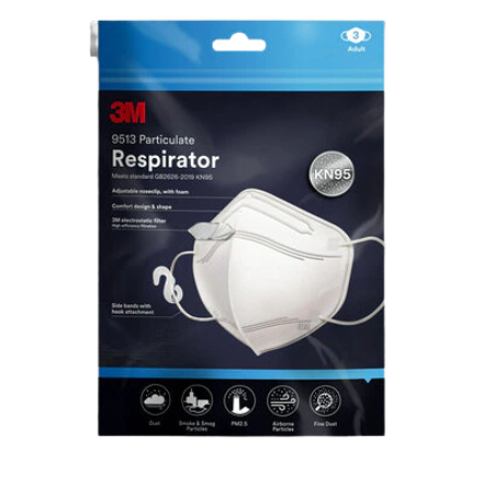 Picture of 3M Nexcare KN95 Respirator White Face Mask 3's