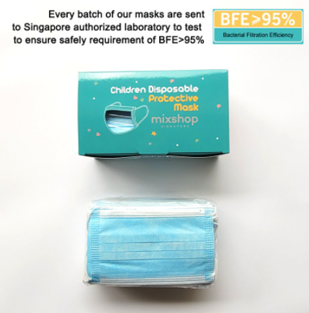 Picture of Mixshop Disposable Face Mask 3-ply Kids Blue 50's