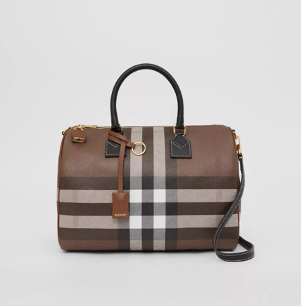 Picture of BURBERRY Check and Leather Medium Bowling Bag
