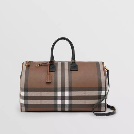 Picture of BURBERRY Check and Leather Extra Large Bowling Bag