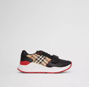 Picture of BURBERRY Leather and Vintage Check Cotton Sneakers