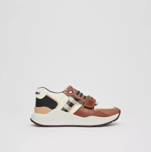 Picture of BURBERRY Check Cotton, Nylon and Leather Sneakers