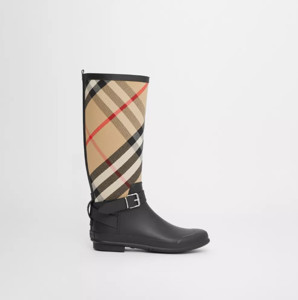 Picture of BURBERRY Strap Detail House Check and Rubber Rain Boots