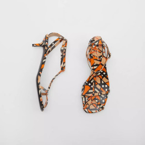 Picture of BURBERRY Monogram Print Leather Kitten-heel Sandals