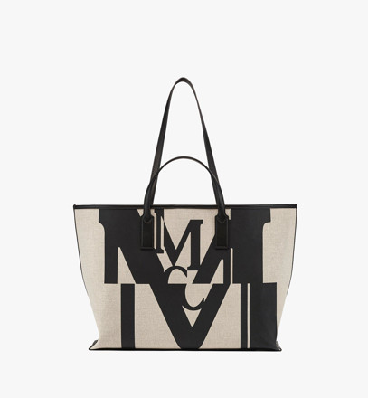 Picture of MCM Medium Aren Shopper in Logo Glitch Canvas