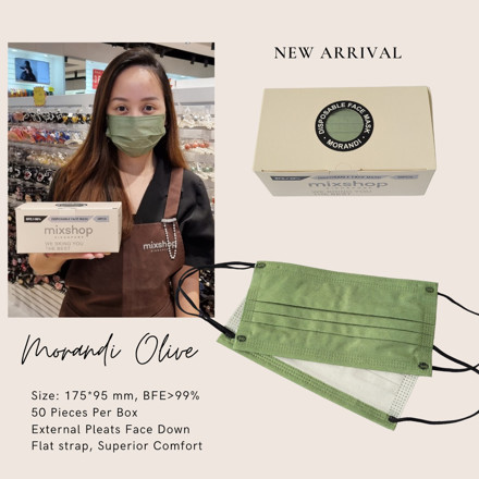 Picture of Mixshop Disposable Face Mask 3-ply Adult Morandi Olive