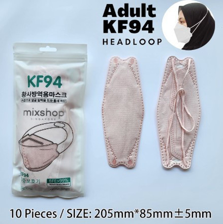 Picture of Mixshop KF94 Face Mask 4-ply Hijab Headloop Light Pink 10's