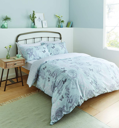 Picture of Catherine Lansfield Butterfly Single Duvet Set Duck egg