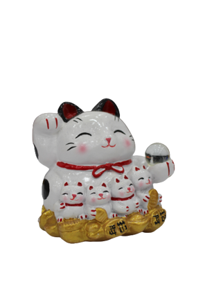 Picture of Terakoya Fortune Solor Beckoning Cat Big -  White