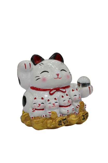Picture of Terakoya Fortune Solor Beckoning Cat Small - White