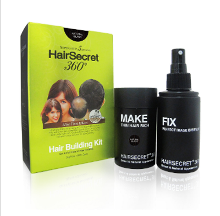 Picture of HairSecret 360 Hair Building Kit Spray + Fibre Natural Black