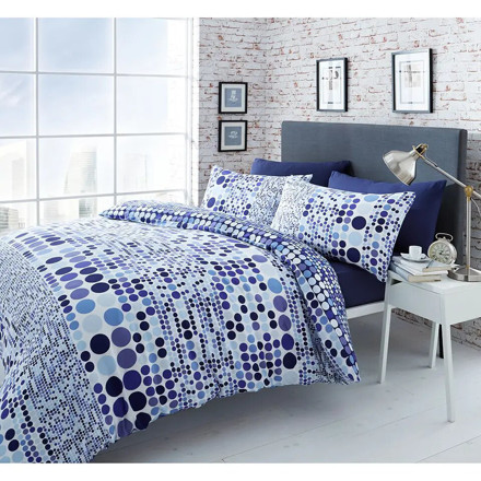 Picture of Catherine Lansfield Geo Spot Quilt Set Blue
