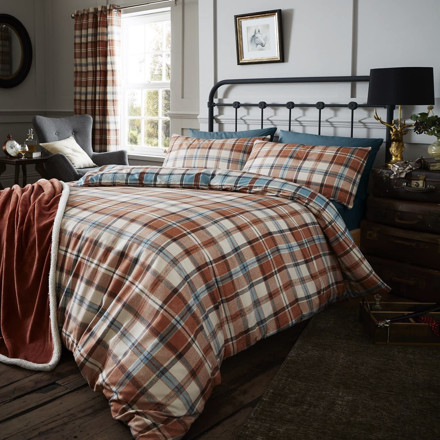Picture of Catherine Lansfield Heritage Kelso Check Duvet Cover Set Spice
