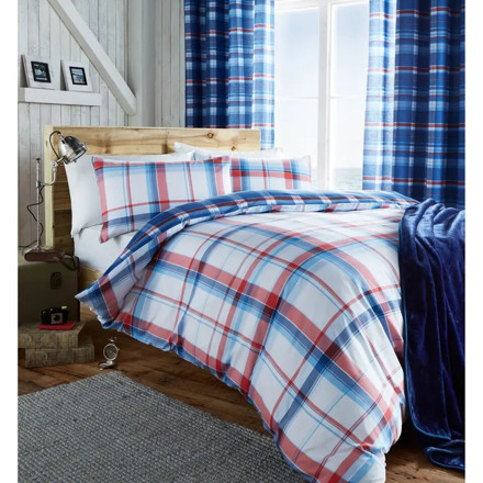 Picture of Catherine Lansfield St Ives Check King Duvet Set Blue