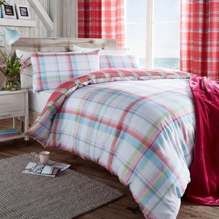 Picture of Catherine Lansfield St Ives Check Duvet Set Pink