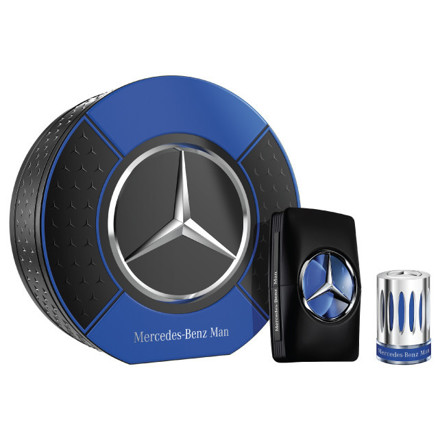 Picture of Mercedes-Benz Man Giftset Edt 100ml + Travel Spray 20ml in Round Metallic Box