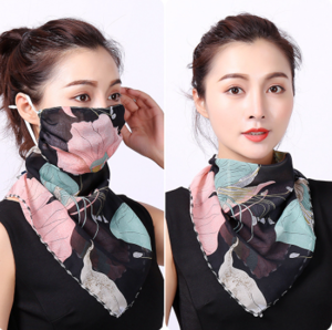 Picture of Scarf + Face Mask 2 in 1 Black Flower