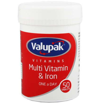 Picture of Valupak Multivitamin and iron tablet 50'S