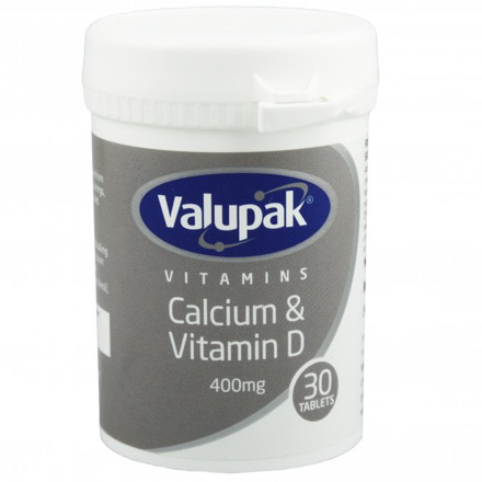 Picture of Valupak Calcium and Vitamin D 400mg tablet 30'S