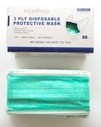 Picture of Mixshop Disposable Face Mask 3-ply Adult Light Green 50's