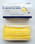 Picture of Mixshop Disposable Face Mask 3-ply Adult Yellow 50's