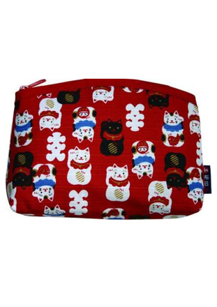 Picture of Terakoya Beckoning Cat Pouch - Red