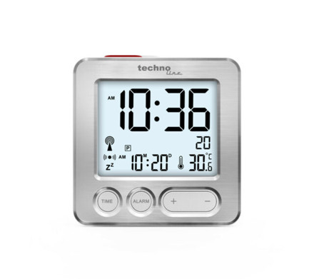 Picture of TechnoLine Radio-Controlled Alarm Clock/ Silver