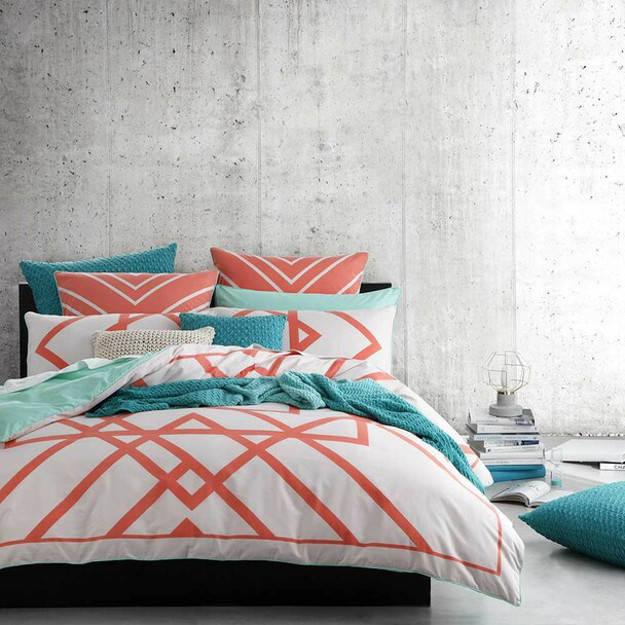Picture of Logan & Mason Trig Coral Quilt Cover Set
