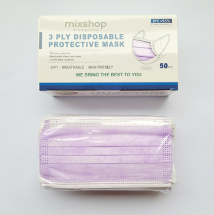 Picture of Mixshop Disposable Face Mask 3-ply Adult Purple 50's