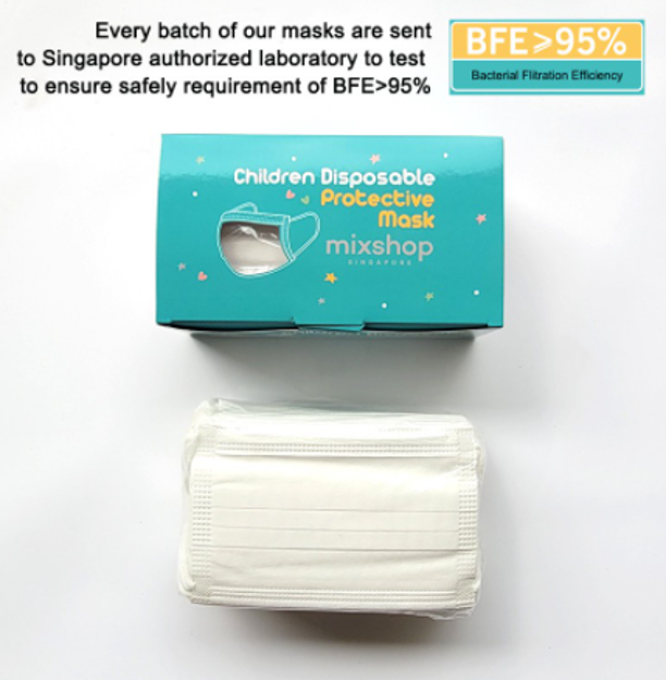 Picture of Mixshop Disposable Face Mask 3-ply Kids White 50's