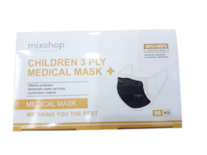 Picture of Mixshop Disposable Medical Mask 3-ply Kids Earloop Black 50's
