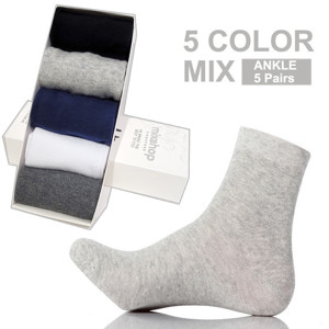 Picture of Mixshop Cotton Socks Classic Men Ankle 5 pairs/set 5 Color Mix