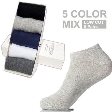 Picture of Mixshop Cotton Socks Classic Men Low Cut 5 pairs/set 5 Color Mix