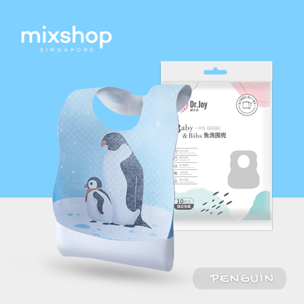 Picture of Mixshop Waterproof Disposable Feeding Baby Bibs Penguin 10's #1106