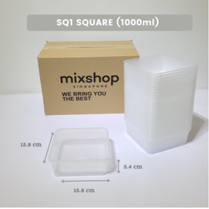 Picture of Mixshop Hi Quality Disposable Plastic Square Food Container 50's #SQ1