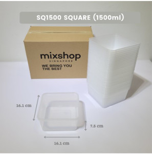Picture of Mixshop Hi Quality Disposable Plastic Square Food Container 50's #SQ1500