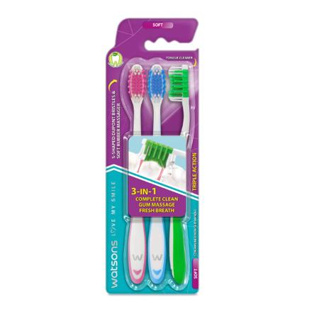 Picture of Watsons Toothbrush Soft 3's - Triple Action