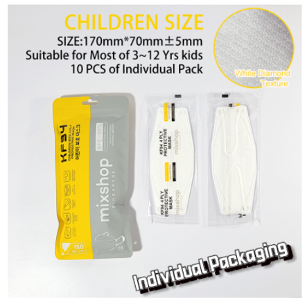 Picture of Mixshop KF94 Face Mask 4-ply Kids Individual Pack White 10's