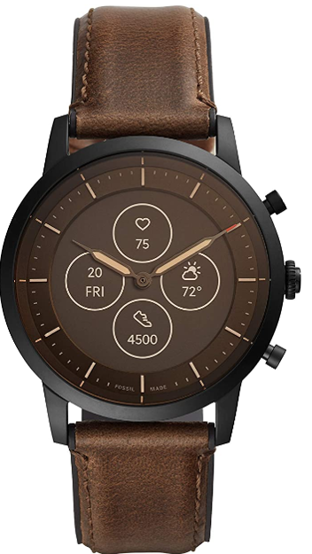 Picture of FOSSIL Men's 42mm Collider Stainless Steel and Leather Hybrid HR Smart Watch