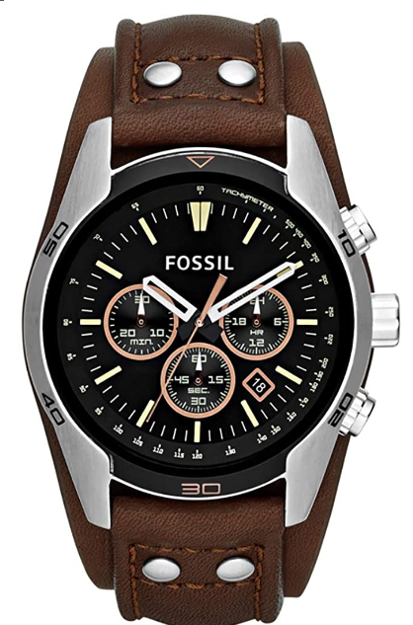 Picture of FOSSIL Men's Coachman Stainless Steel and Leather Casual Cuff Quartz Watch