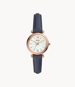 Picture of FOSSIL Carlie Mini Three-Hand Navy Leather Watch