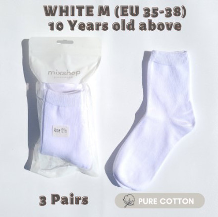 Picture of Mixshop Basic School Socks White M (EU 35-38) above 10 years old