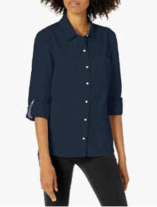 Picture of TOMMY HILFIGER - Womens Classic Long Sleeve Roll Tab Button Down Shirt