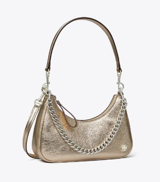 Picture of TORY BURCH 151 MERCER METALLIC SMALL CRESCENT BAG