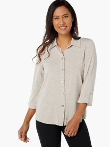 Picture of TOMMY HILFIGER - Womens Long Sleeve Collared Button Front Top